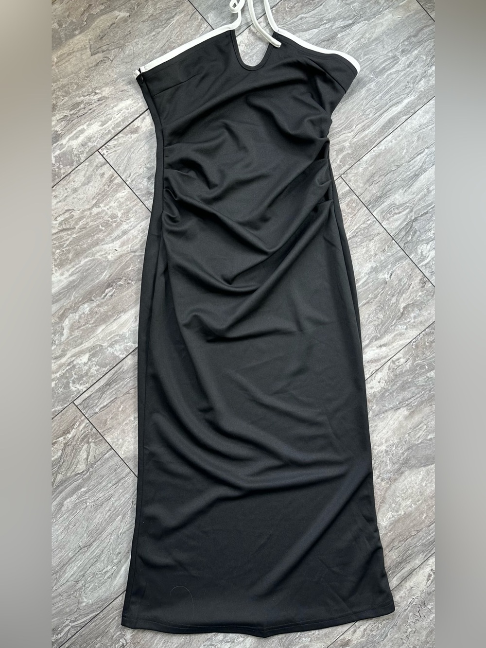 CIDER‎ Strapless Tube Bodycon Midi Dress Ruched Tie Knotted 0166 - Picture 3 of 10